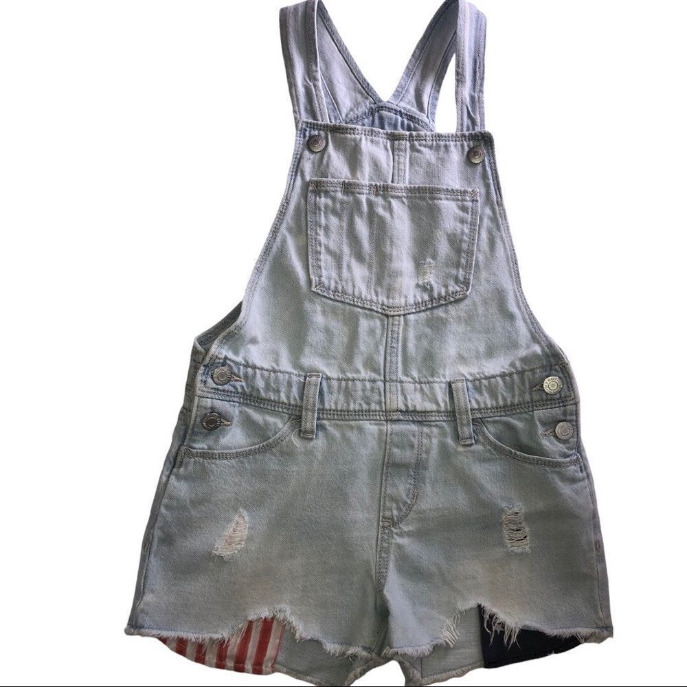 Old navy shorts overalls 4th of July flag on pockets
